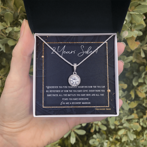 Recovery Warrior - 2 Years Sober - Hope in Recovery Necklace