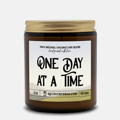 Slogan Series - One Day at a Time Amber Jar Candle