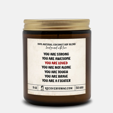 You are Strong You are Loved Amber Jar Candle