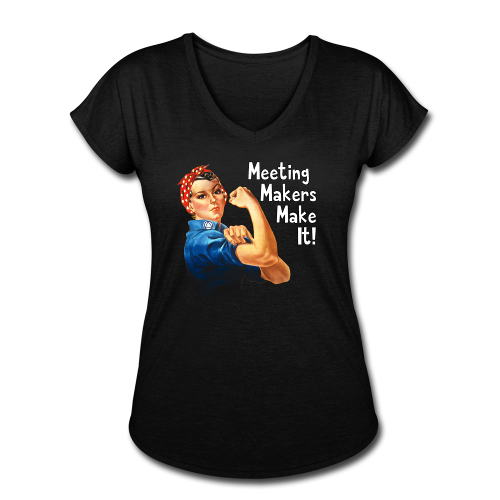 Rosie Meeting Makers Tri-Blend V-Neck T-Shirt - black
