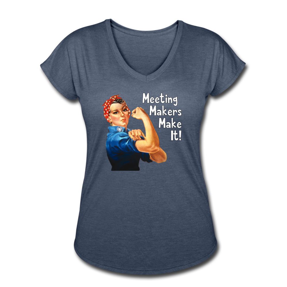 Rosie Meeting Makers Tri-Blend V-Neck T-Shirt - navy heather