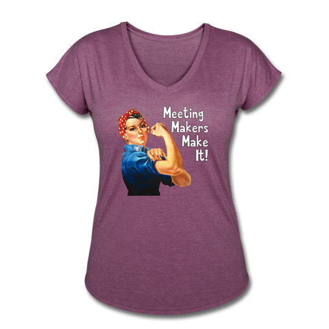 Rosie Meeting Makers Tri-Blend V-Neck T-Shirt - heather plum