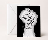 One Day at a Time Raised Fist Recovery Greeting Card