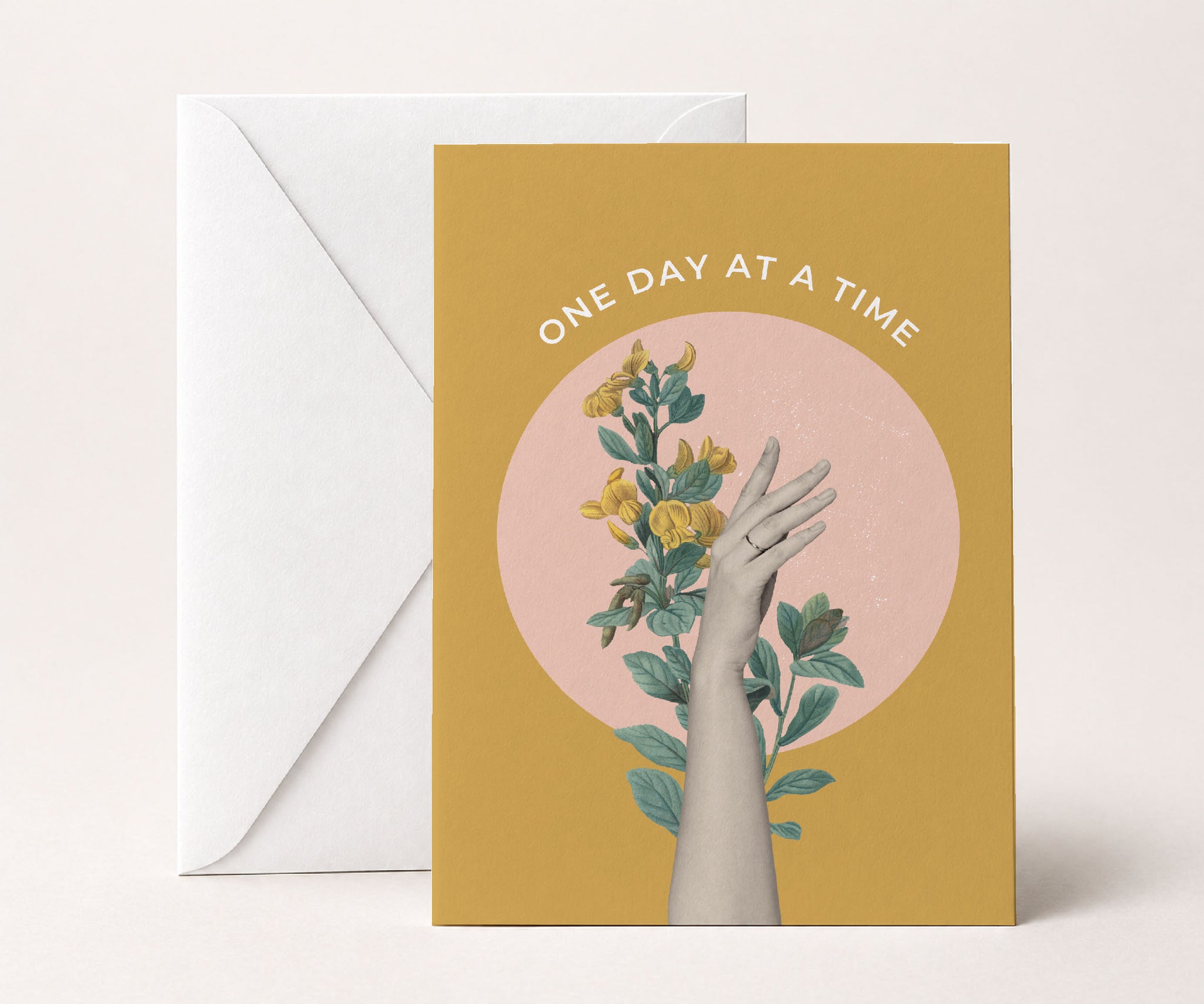 One Day at a Time Floral Recovery Greeting Card