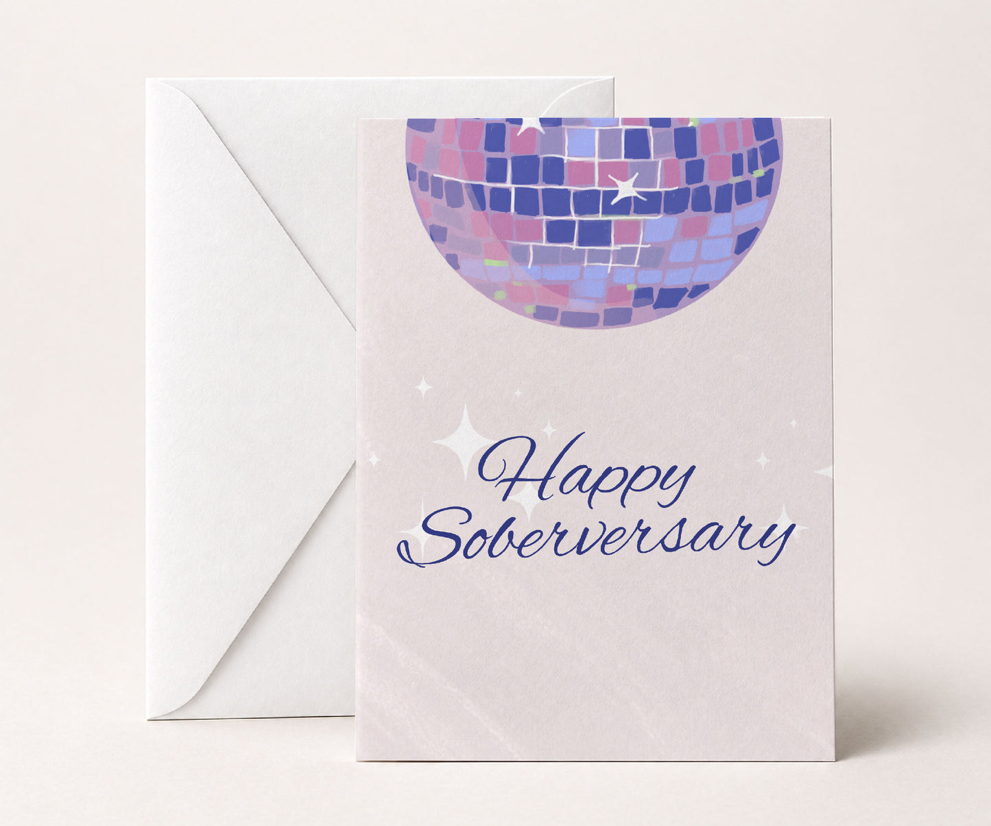 Happy Soberversary Disco Ball Recovery Greeting Card