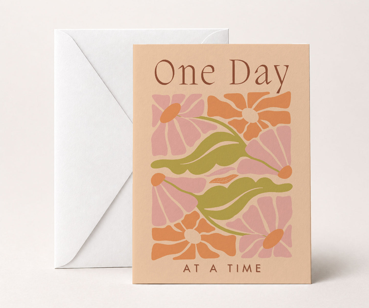 One Day at a Time Floral Recovery Greeting Card