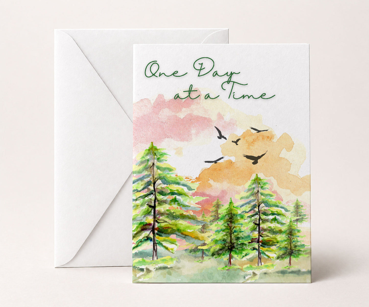 One Day at a Time Watercolor Recovery Greeting Card