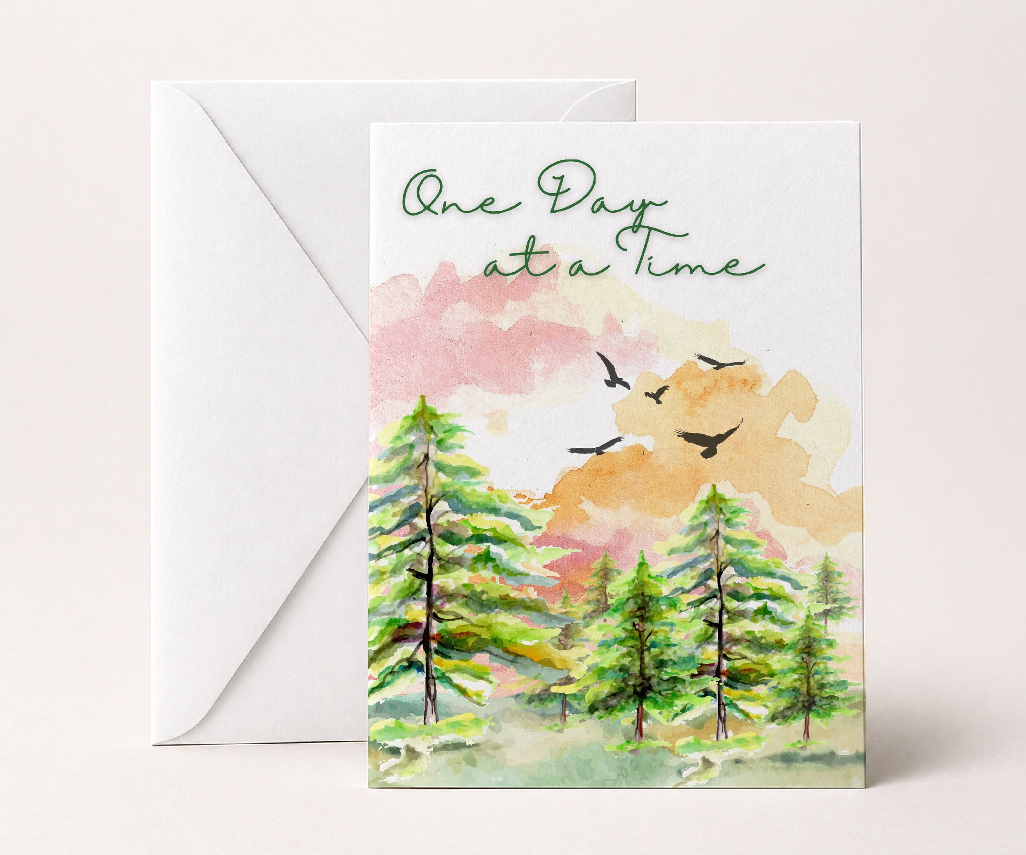One Day at a Time Watercolor Recovery Greeting Card