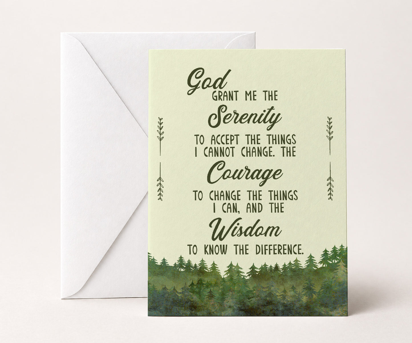 Serenity Prayer Greeting Card — Recovery Gift for AA, Al-Anon