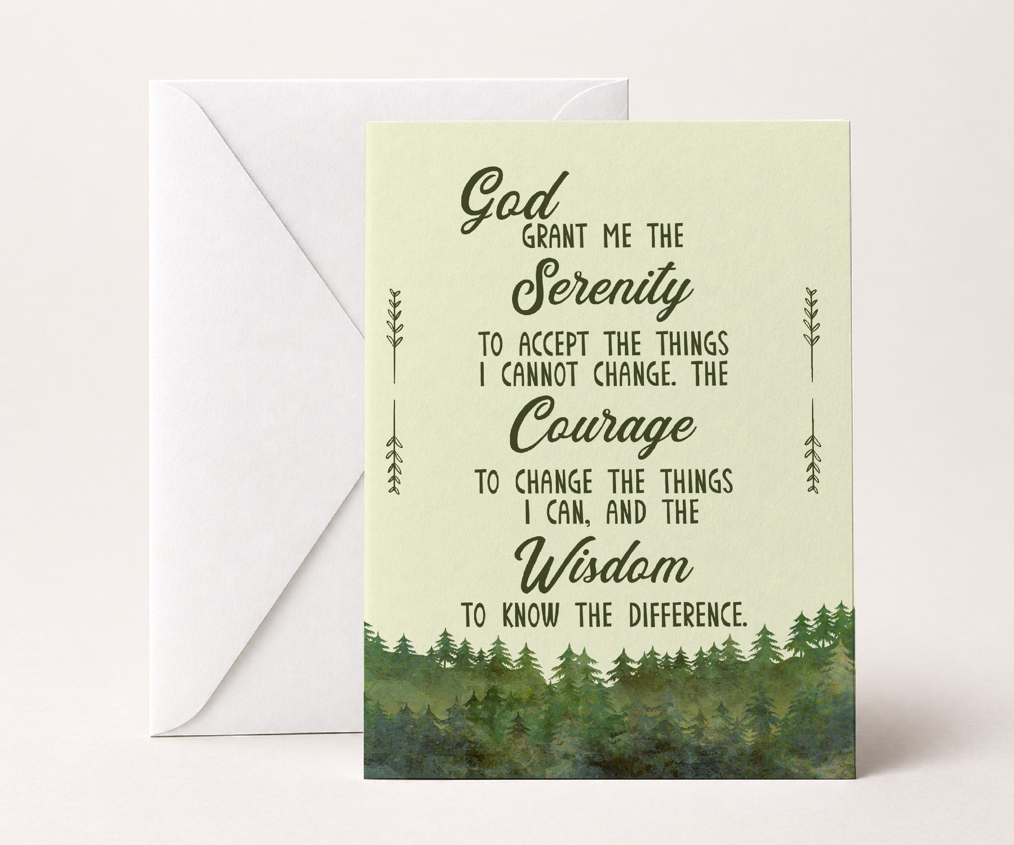 Serenity Prayer Greeting Card — Recovery Gift for AA, Al-Anon