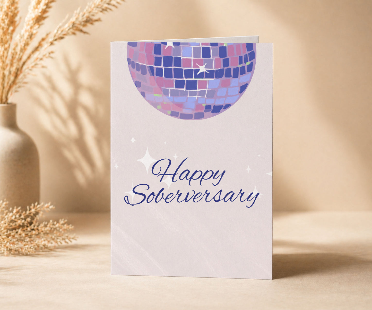 Happy Soberversary Disco Ball Recovery Greeting Card