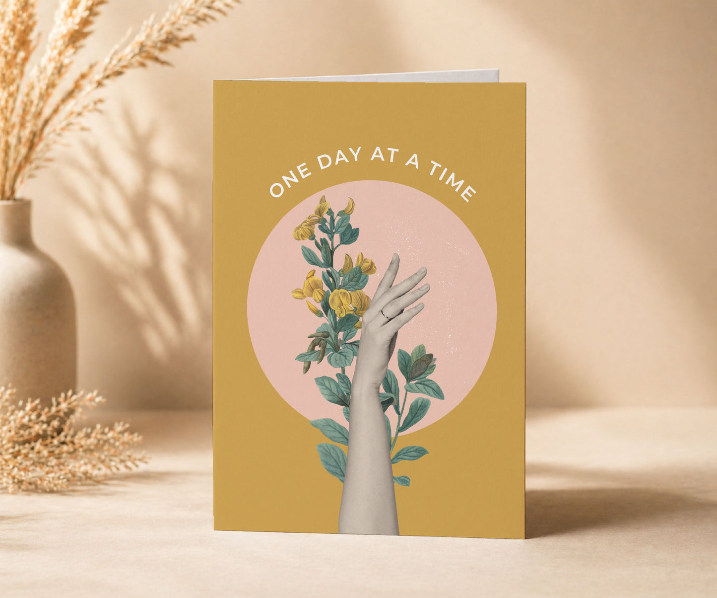 One Day at a Time Floral Recovery Greeting Card