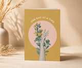 One Day at a Time Floral Recovery Greeting Card
