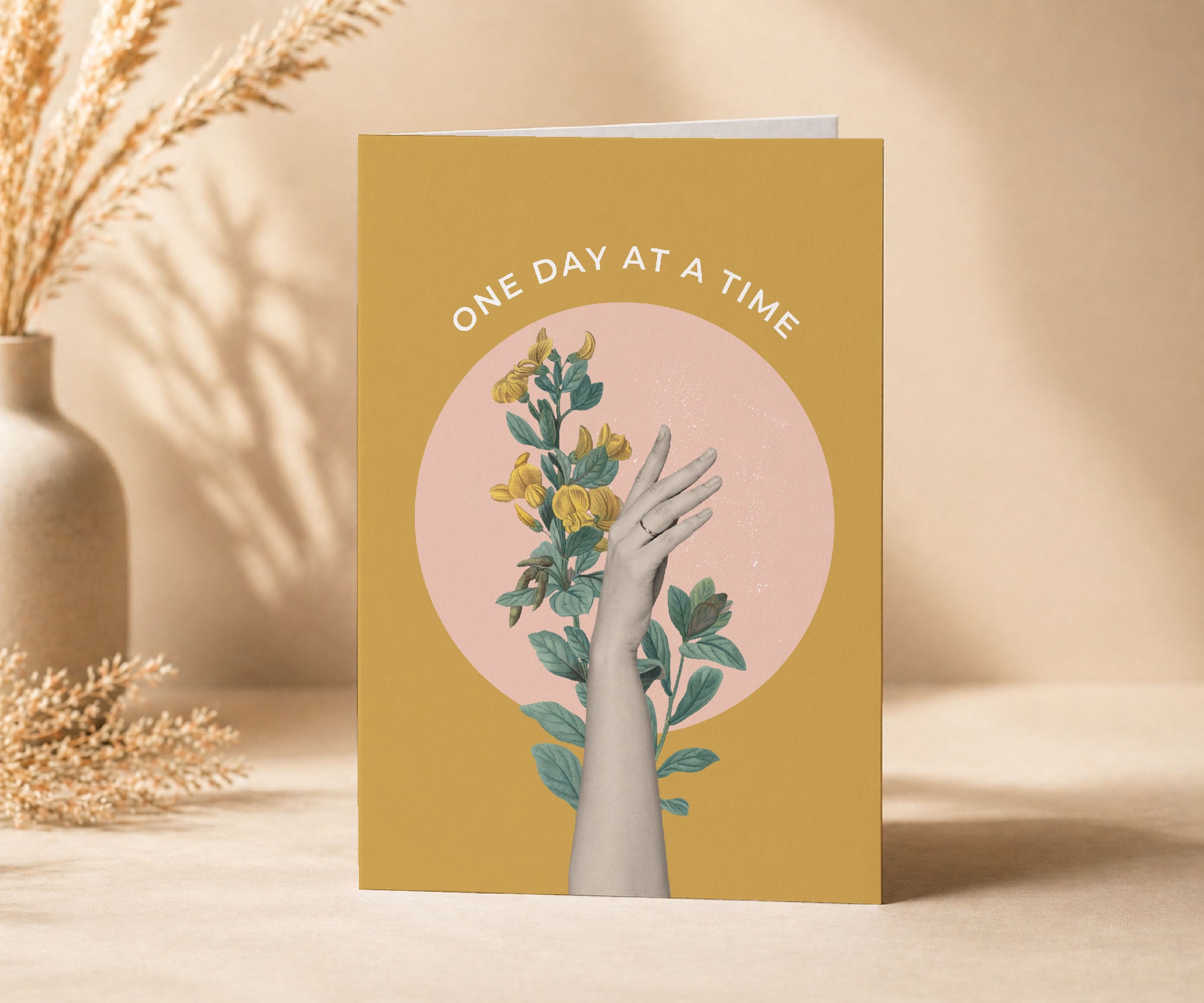 One Day at a Time Floral Recovery Greeting Card