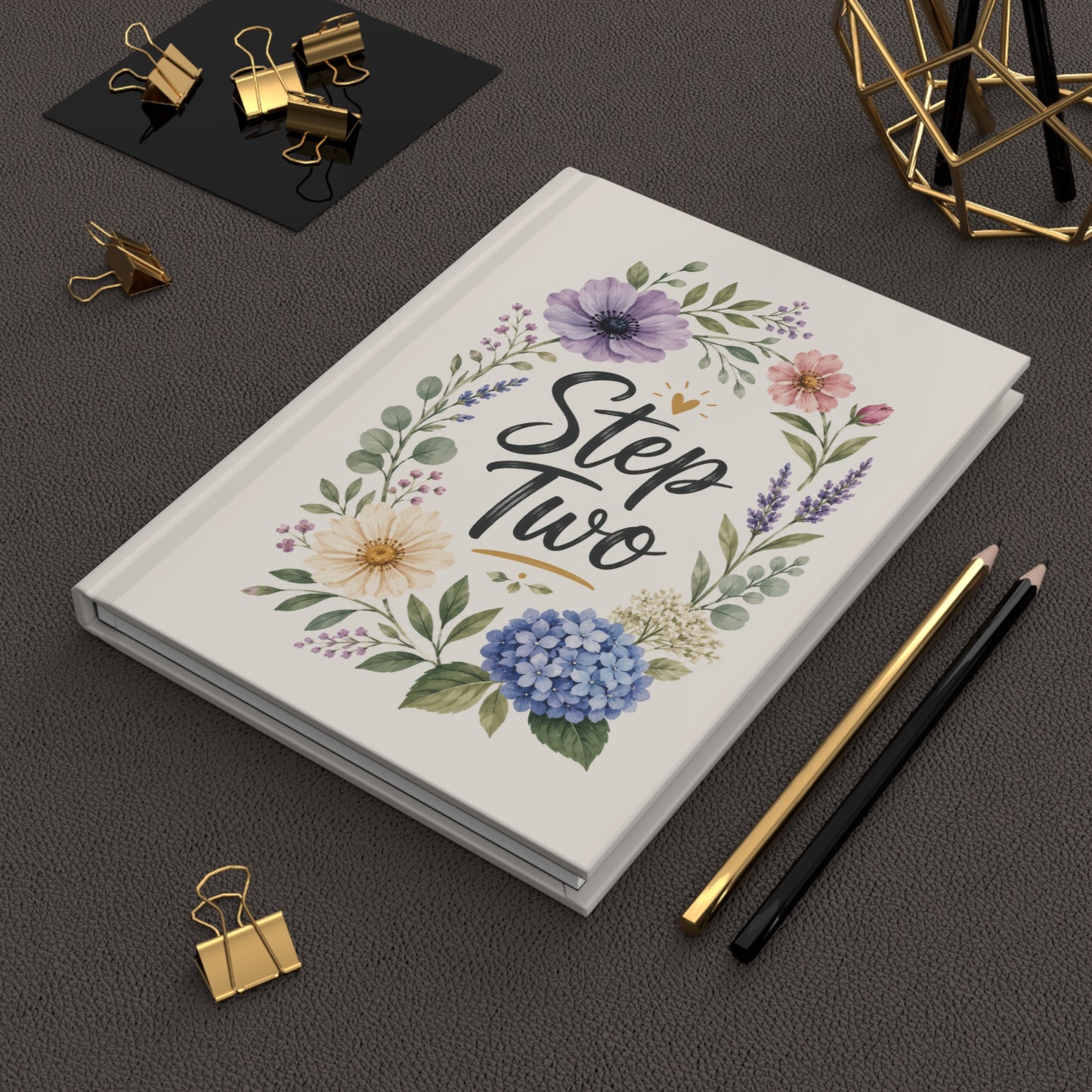 Step Two Floral Hardcover Journal — Recovery Step Work Notebook