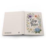 Step Three Floral Hardcover Journal — Recovery Step Work Notebook