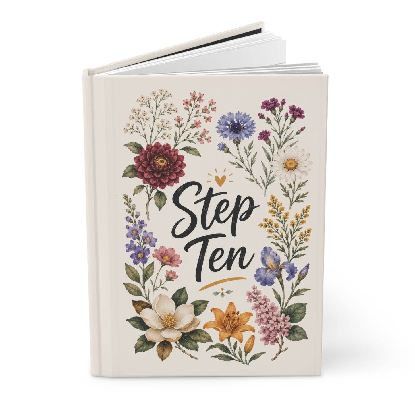 Step Ten Floral Hardcover Journal — Recovery Step Work Notebook