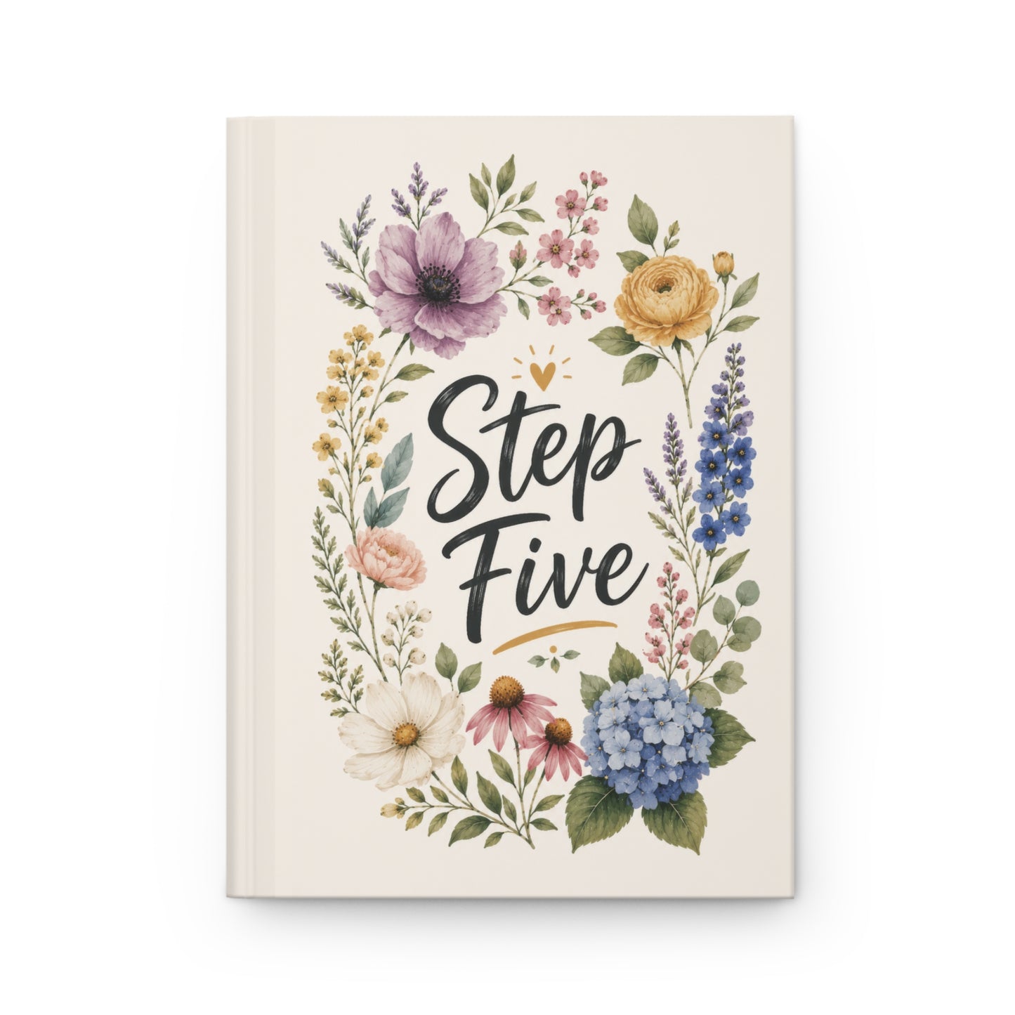 Step Five Floral Hardcover Journal — Recovery Step Work Notebook