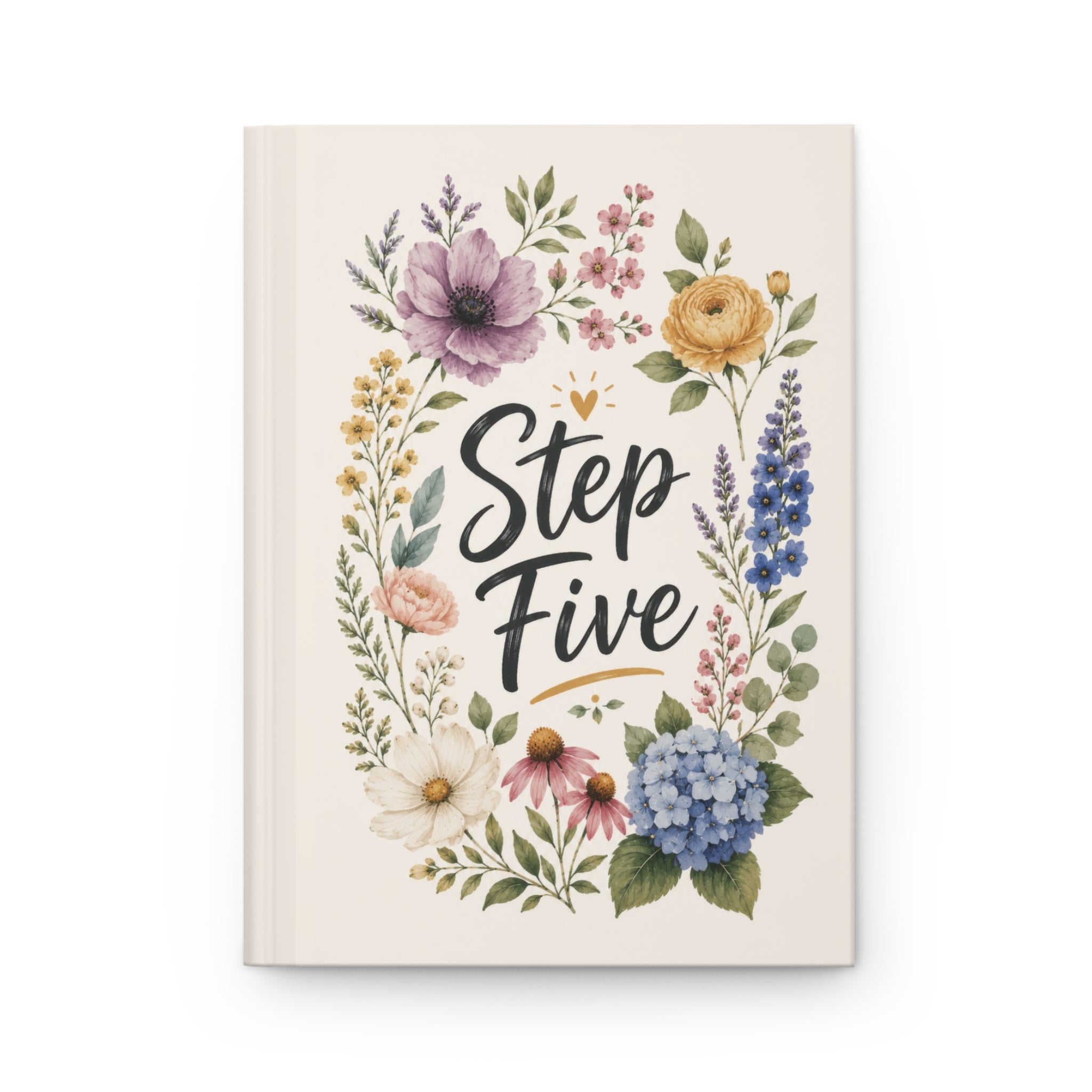 Step Five Floral Hardcover Journal — Recovery Step Work Notebook