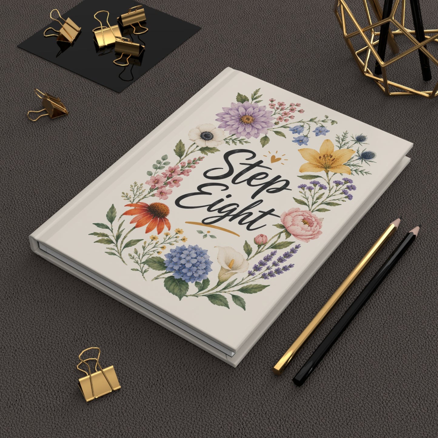 Step Eight Floral Hardcover Journal — Recovery Step Work Notebook