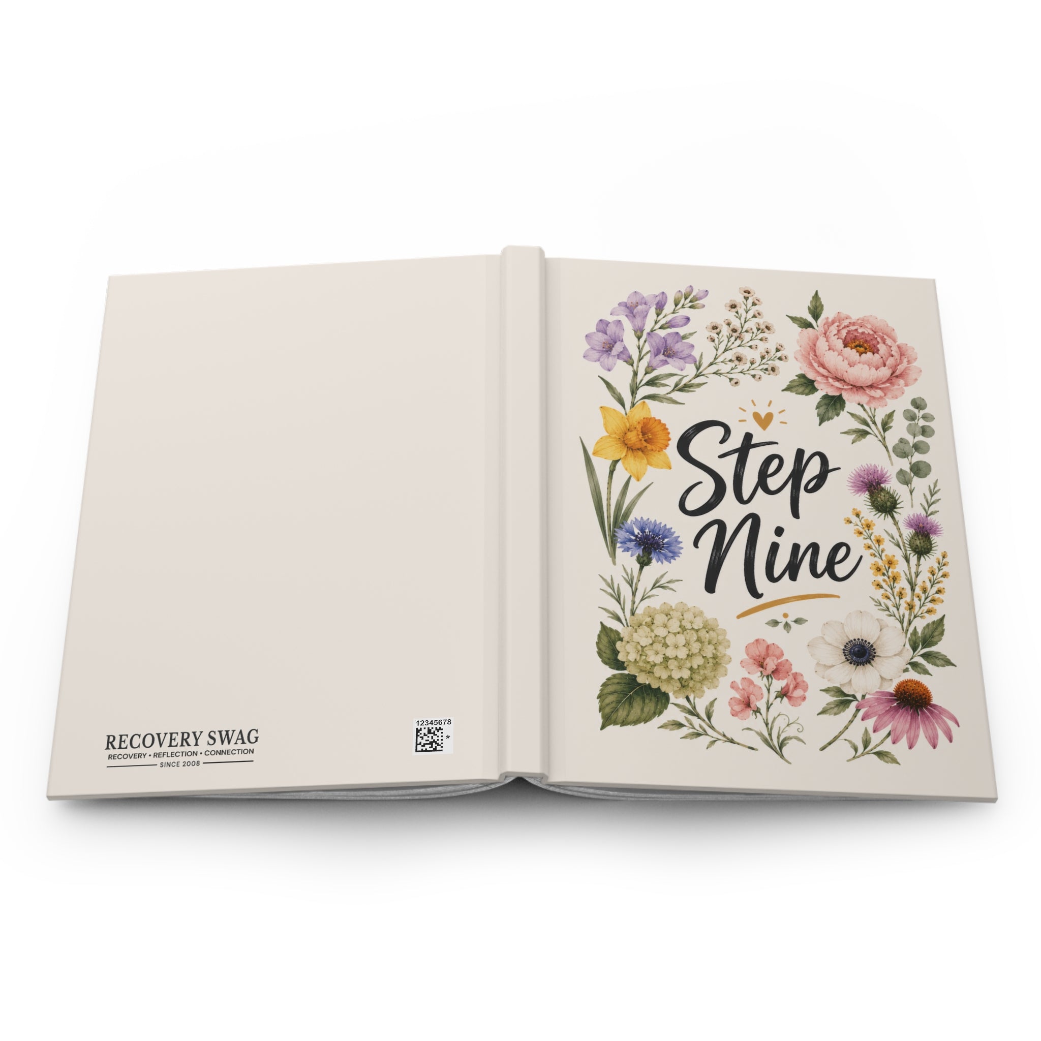 Step Nine Floral Hardcover Journal — Recovery Step Work Notebook