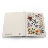 Step Ten Floral Hardcover Journal — Recovery Step Work Notebook