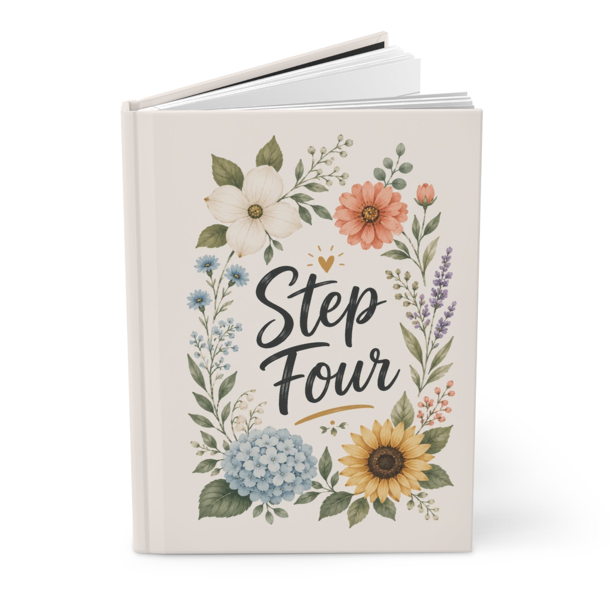 Step Four Floral Hardcover Journal — Recovery Step Work Notebook