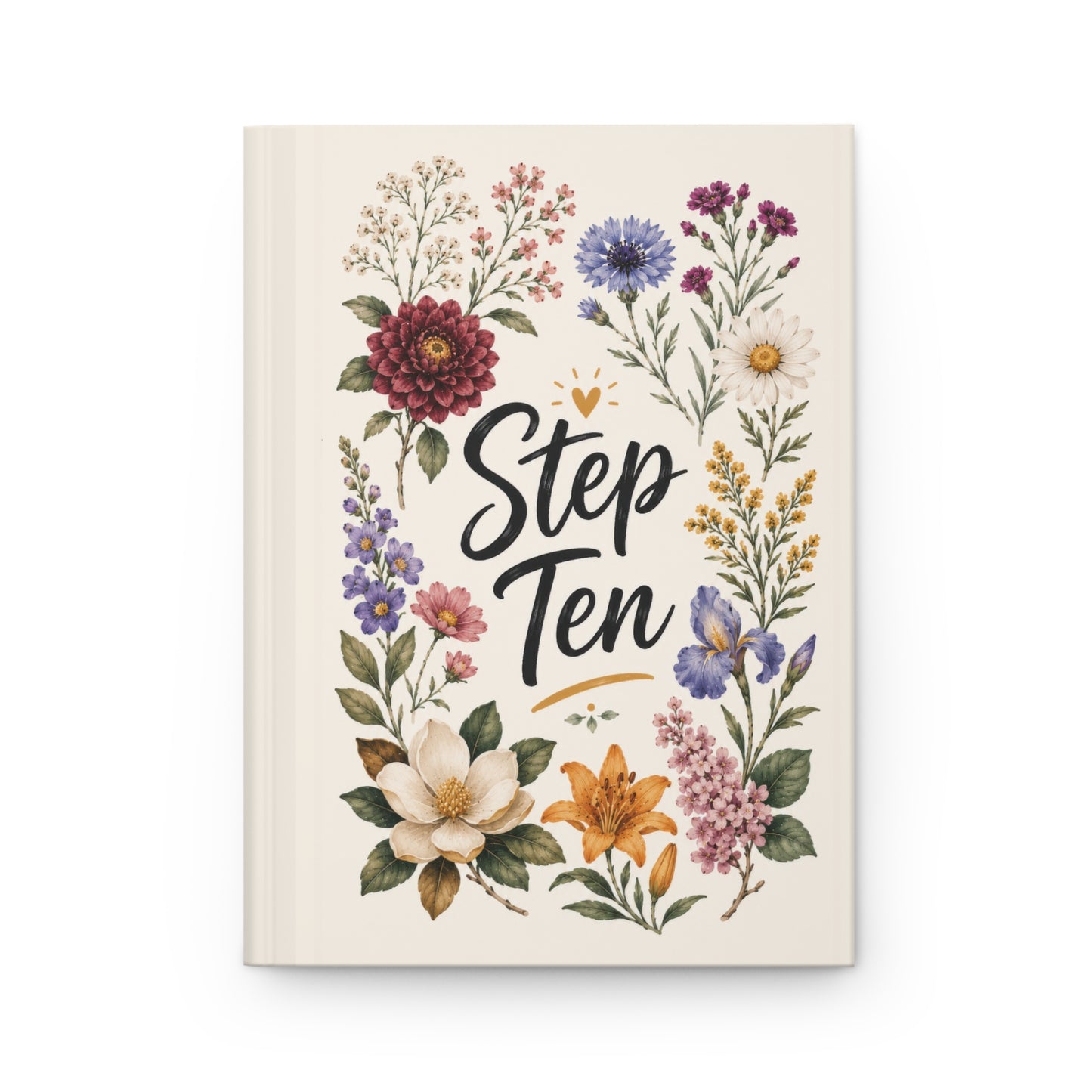 Step Ten Floral Hardcover Journal — Recovery Step Work Notebook