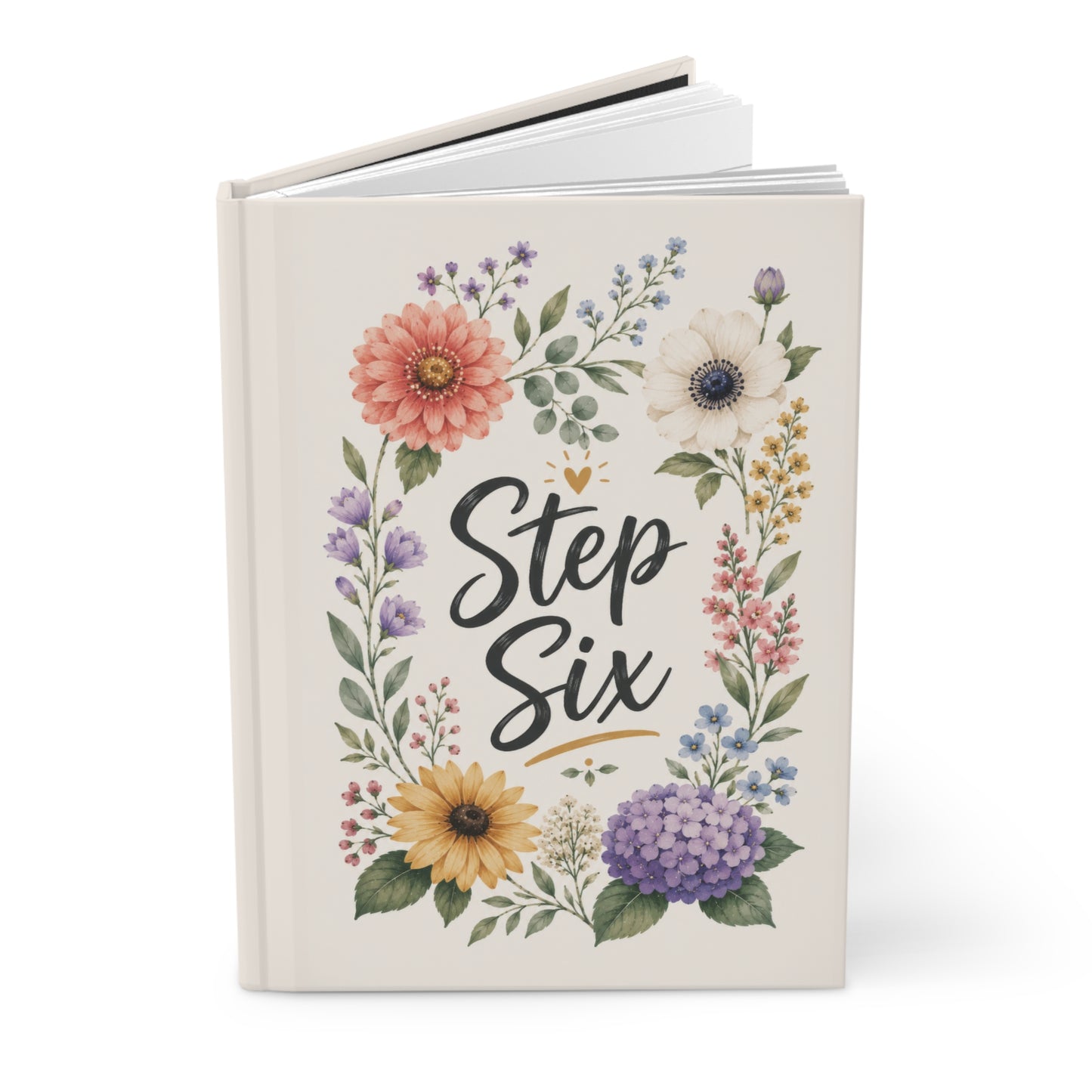 Step Six Floral Hardcover Journal — Recovery Step Work Notebook