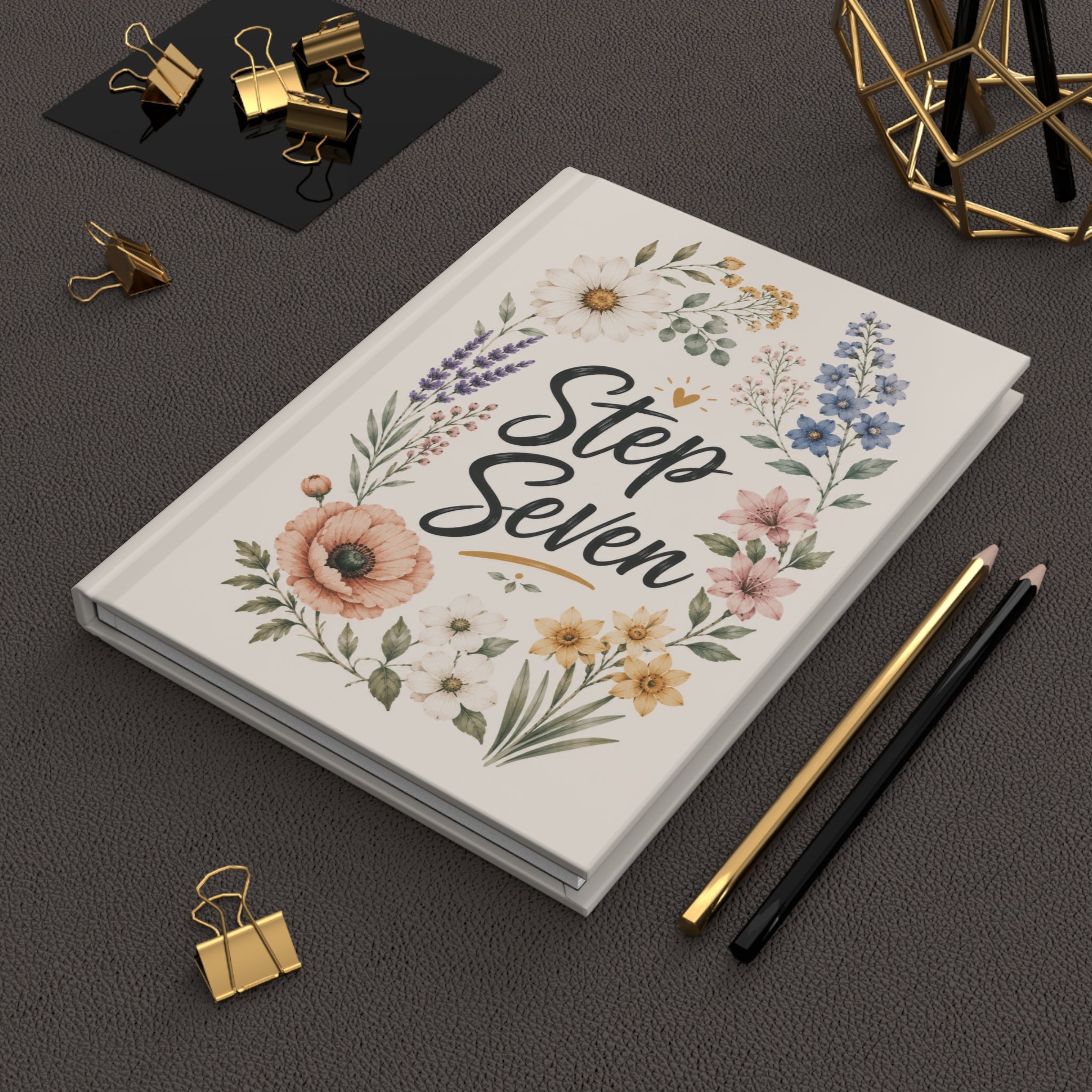 Step Seven Floral Hardcover Journal — Recovery Step Work Notebook