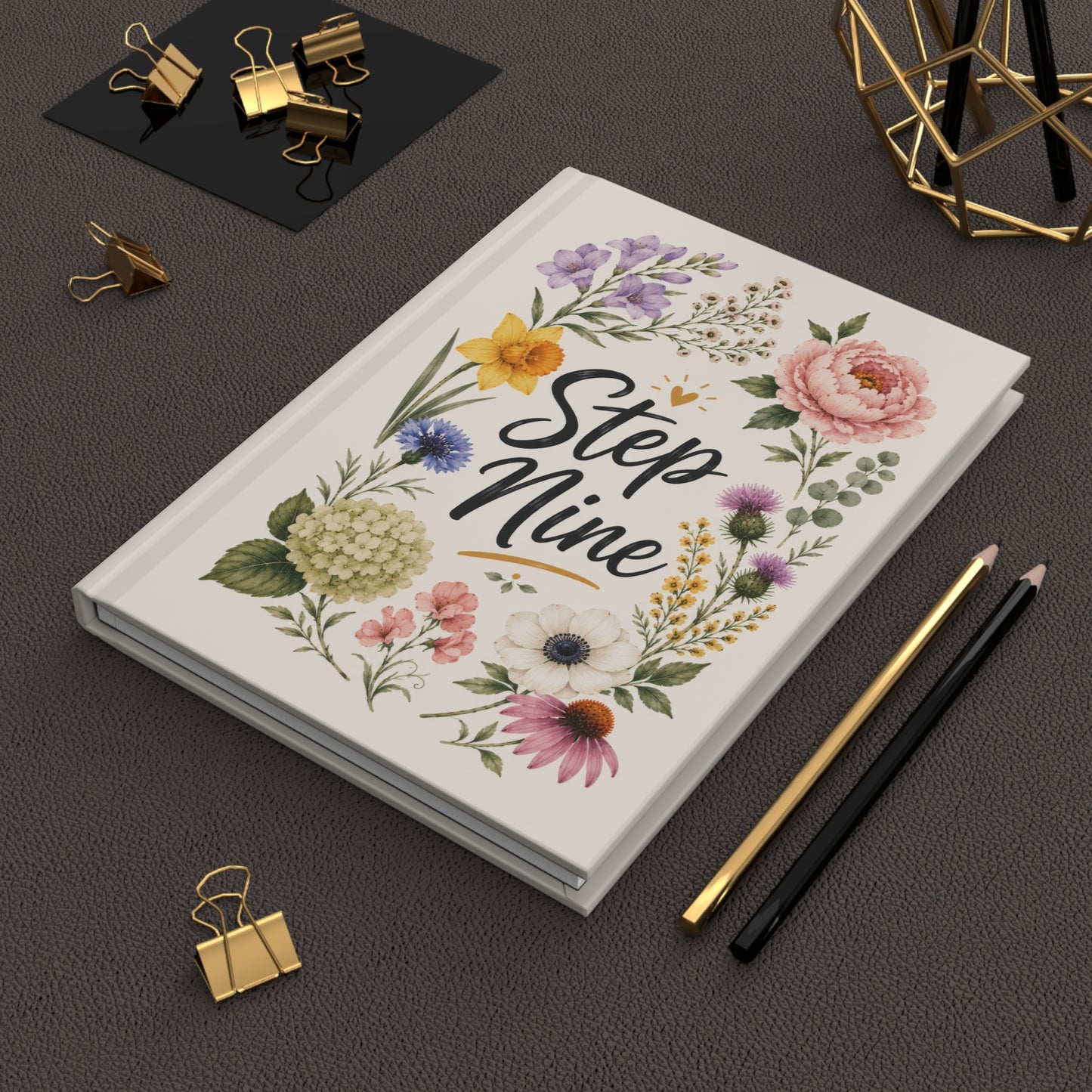 Step Nine Floral Hardcover Journal — Recovery Step Work Notebook