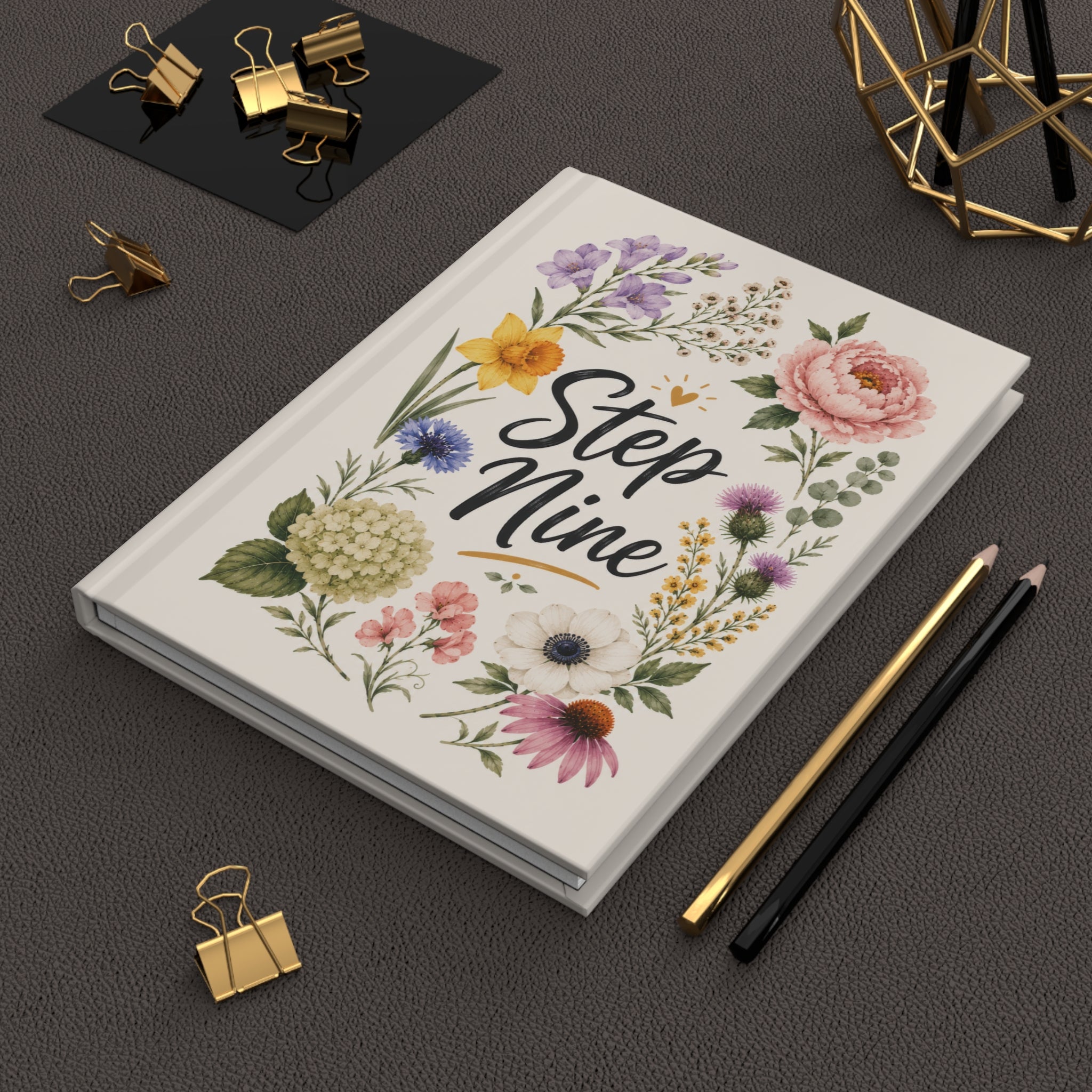 Step Nine Floral Hardcover Journal — Recovery Step Work Notebook