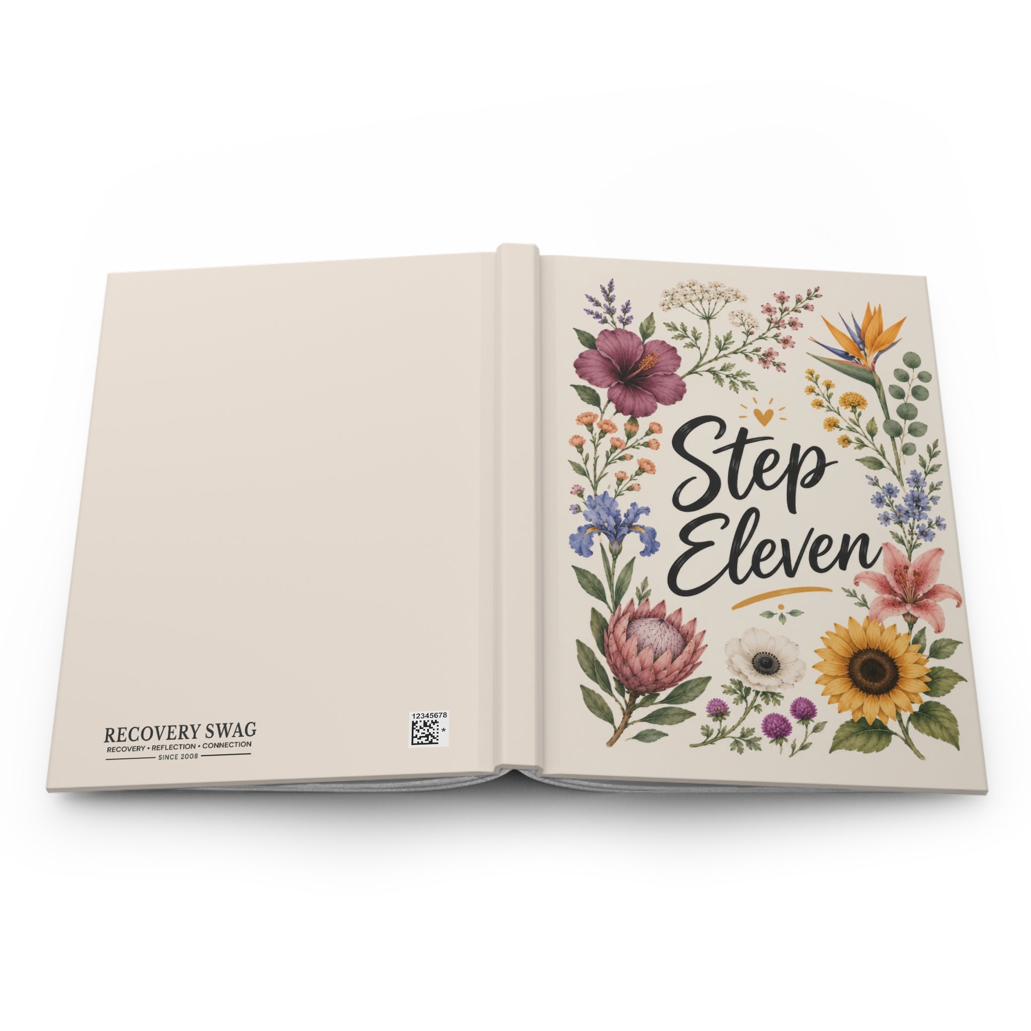 Step Eleven Floral Hardcover Journal — Recovery Step Work Notebook