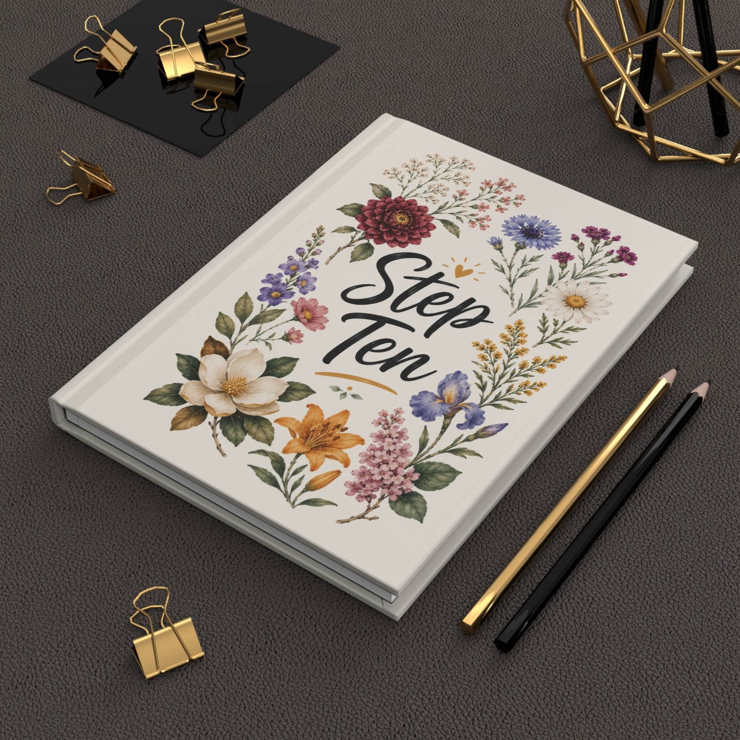 Step Ten Floral Hardcover Journal — Recovery Step Work Notebook