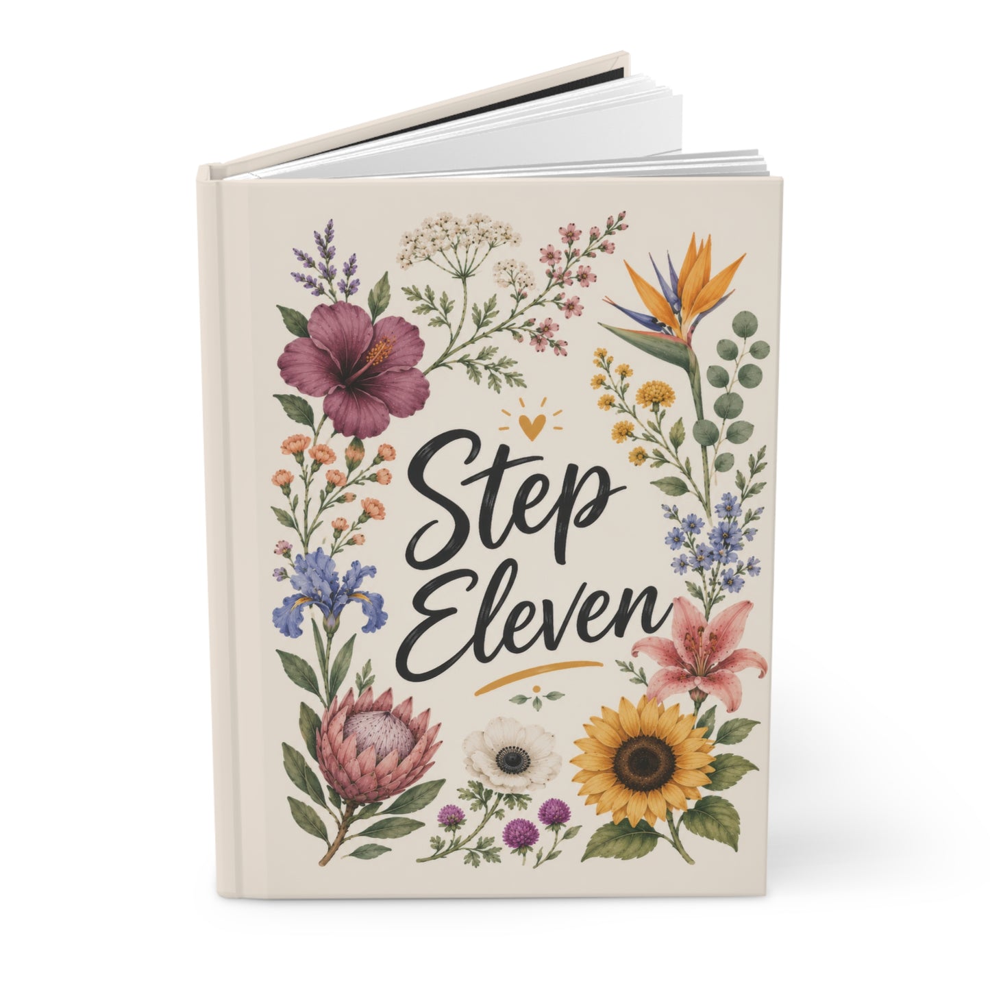 Step Eleven Floral Hardcover Journal — Recovery Step Work Notebook