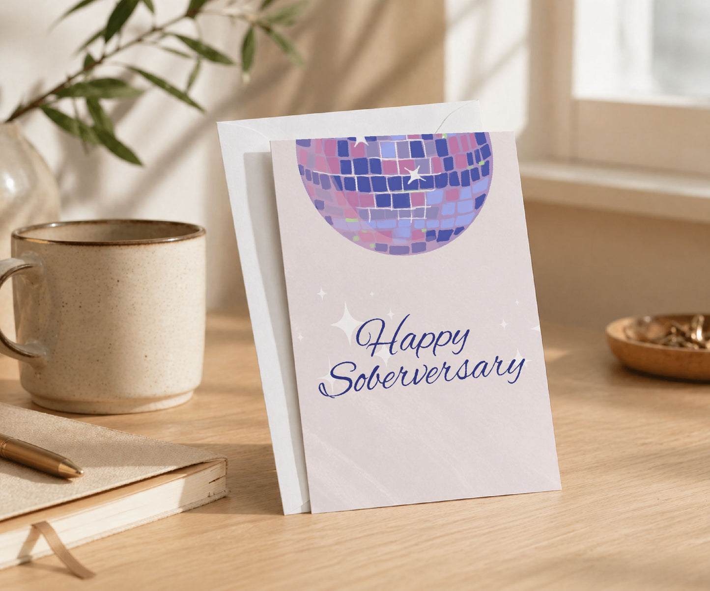 Happy Soberversary Disco Ball Recovery Greeting Card