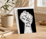 One Day at a Time Raised Fist Recovery Greeting Card