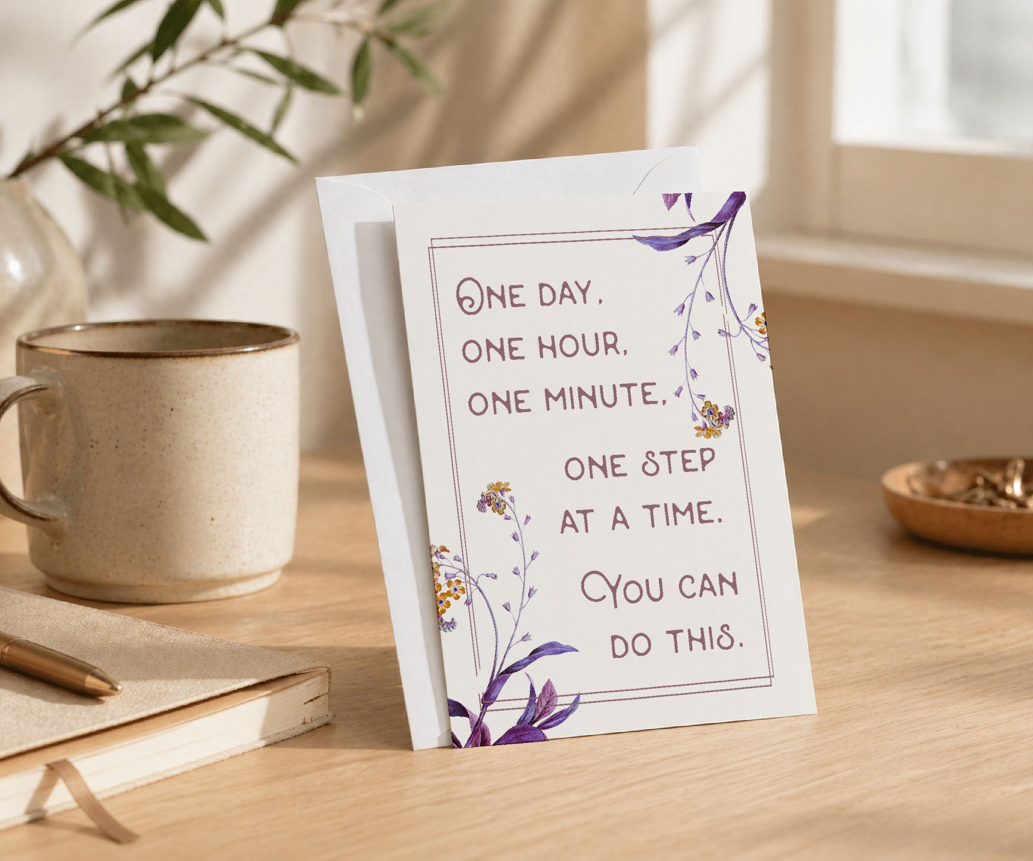 One Day One Hour One Minute Recovery Encouragement Card