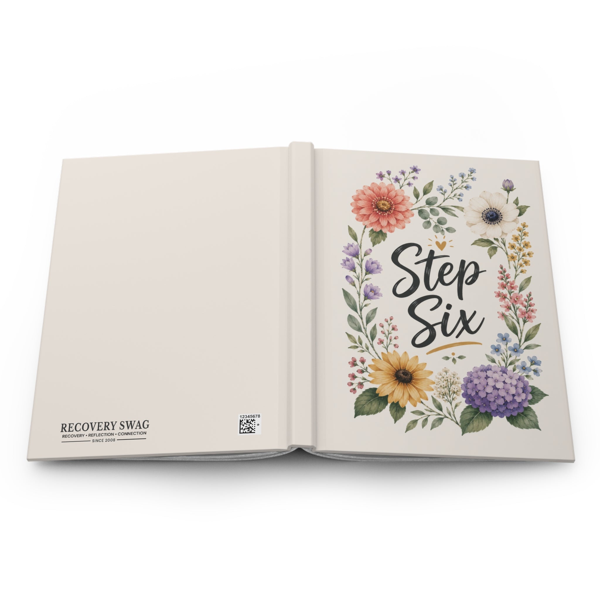 Step Six Floral Hardcover Journal — Recovery Step Work Notebook