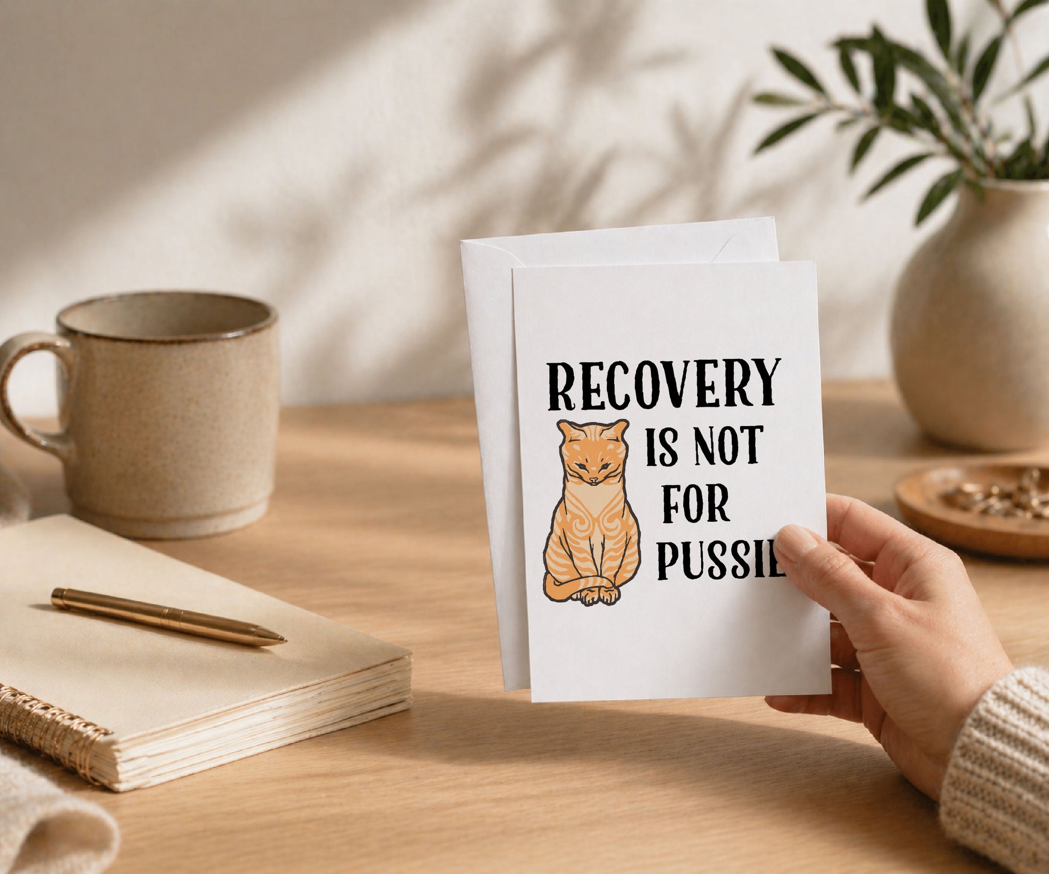 Recovery Is Not for Pussies Funny Recovery Card