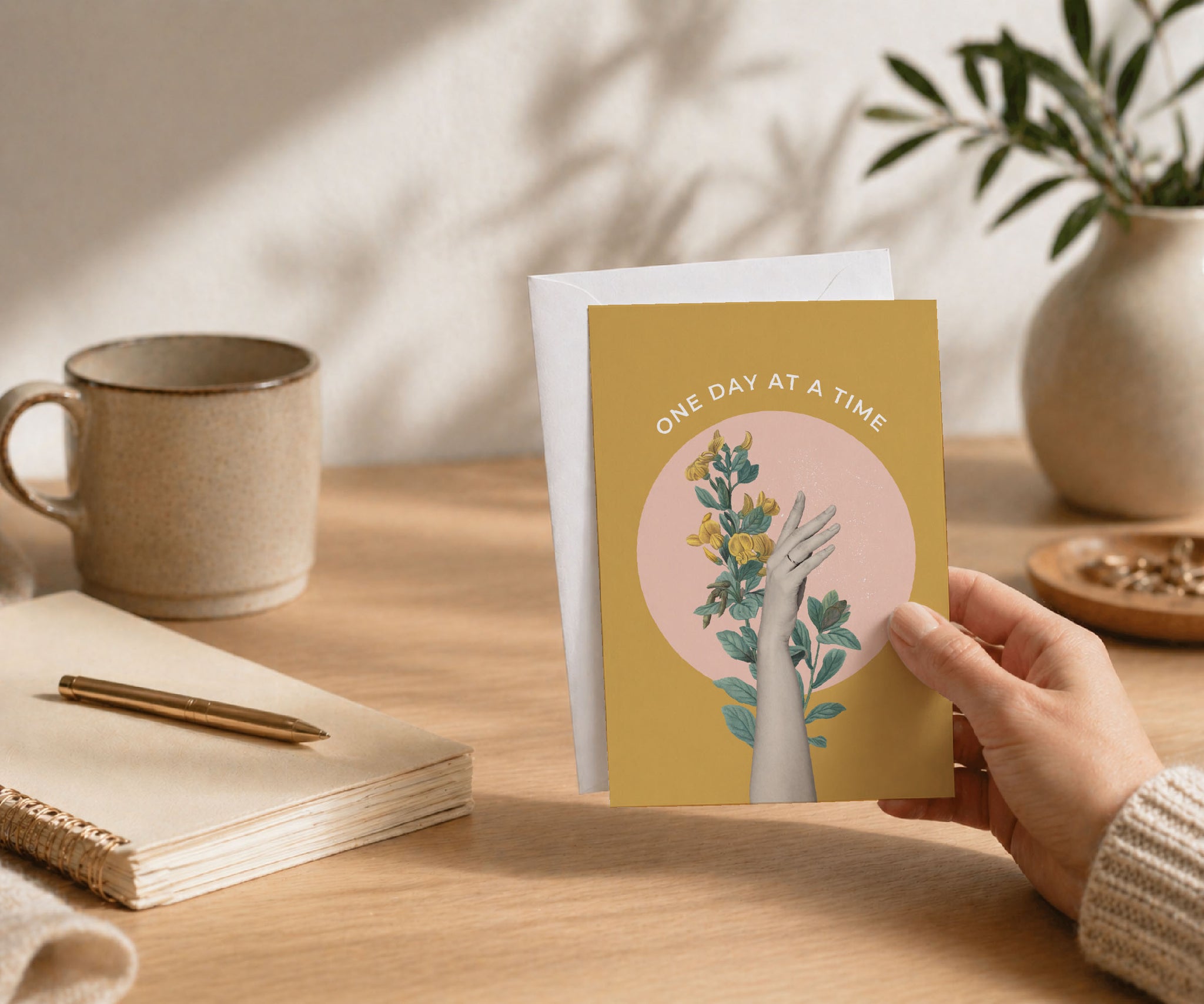 One Day at a Time Floral Recovery Greeting Card
