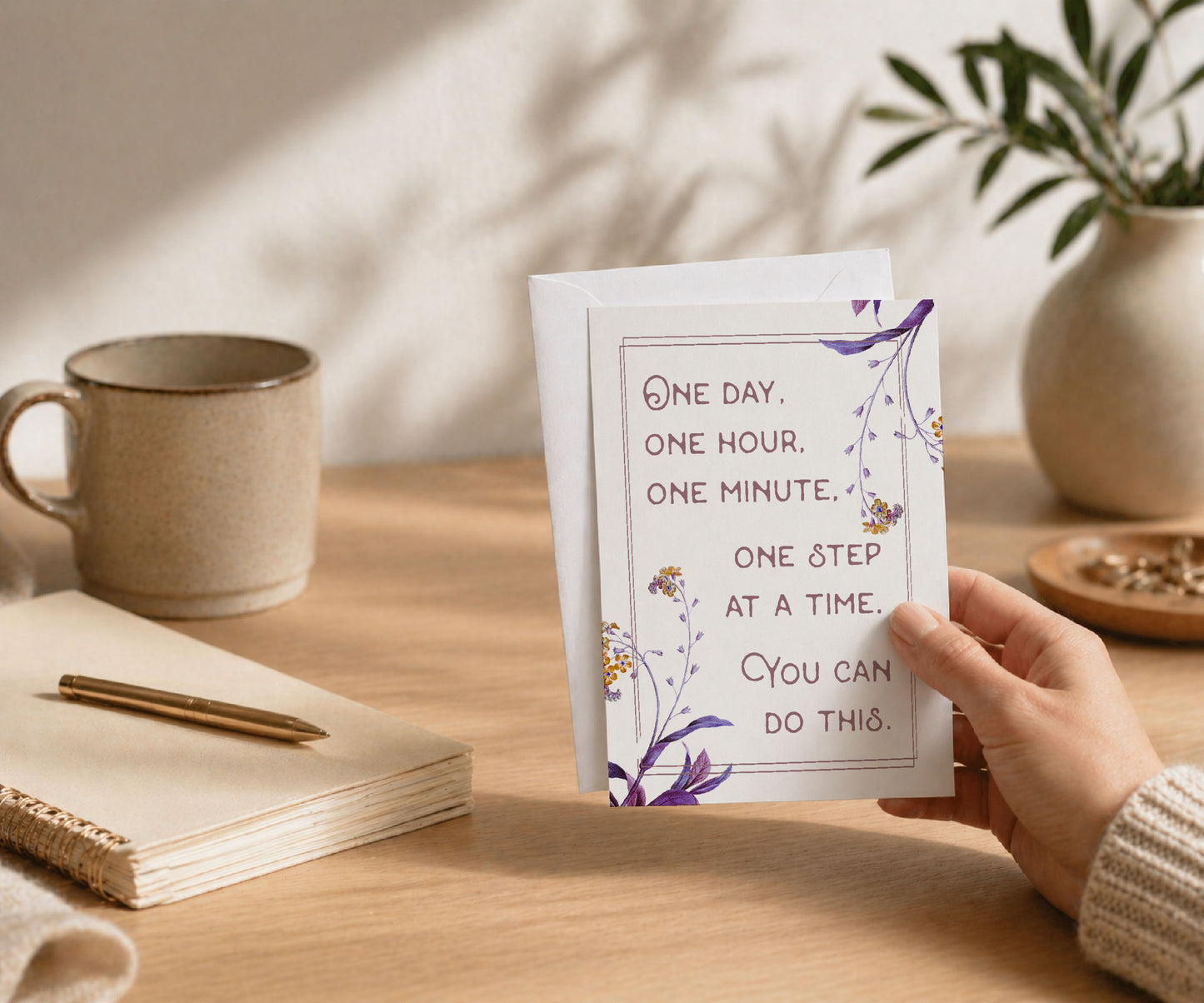 One Day One Hour One Minute Recovery Encouragement Card