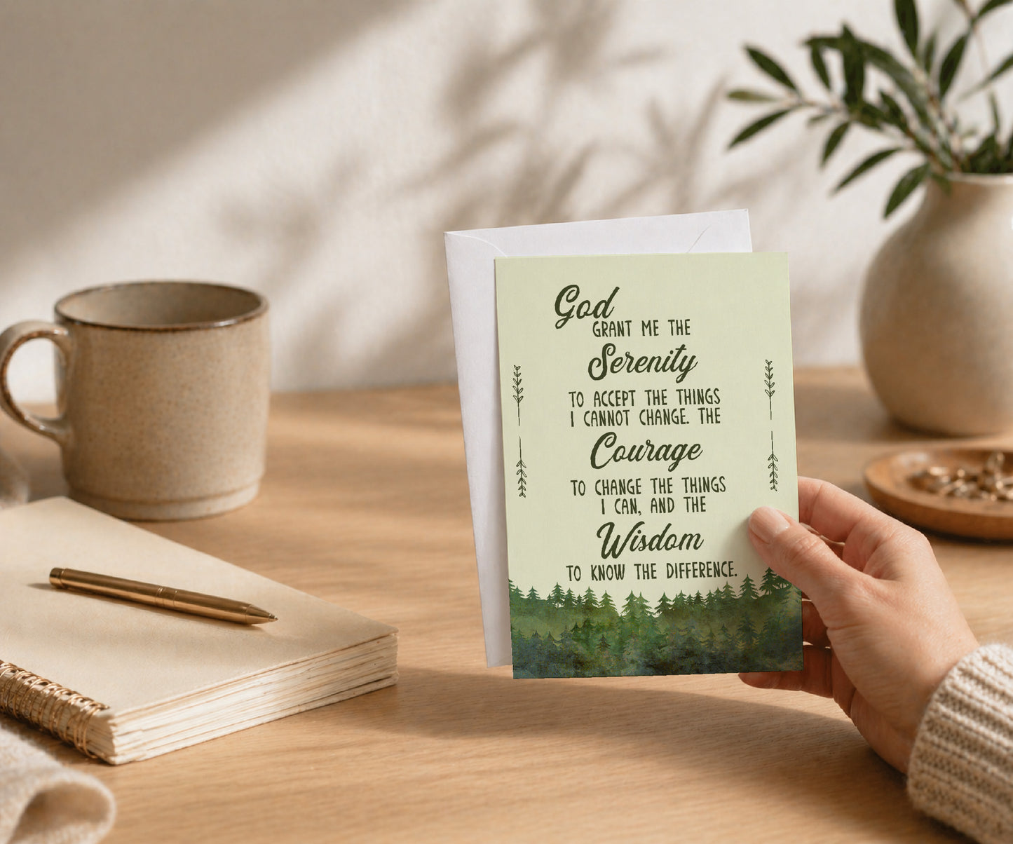 Serenity Prayer Greeting Card — Recovery Gift for AA, Al-Anon