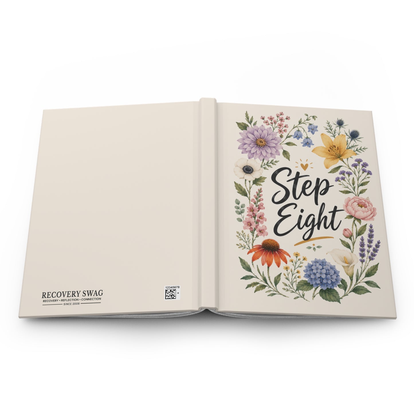 Step Eight Floral Hardcover Journal — Recovery Step Work Notebook