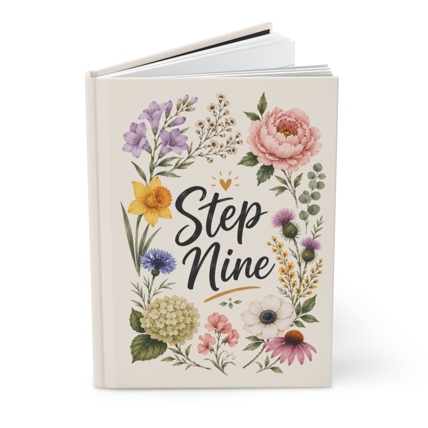 Step Nine Floral Hardcover Journal — Recovery Step Work Notebook