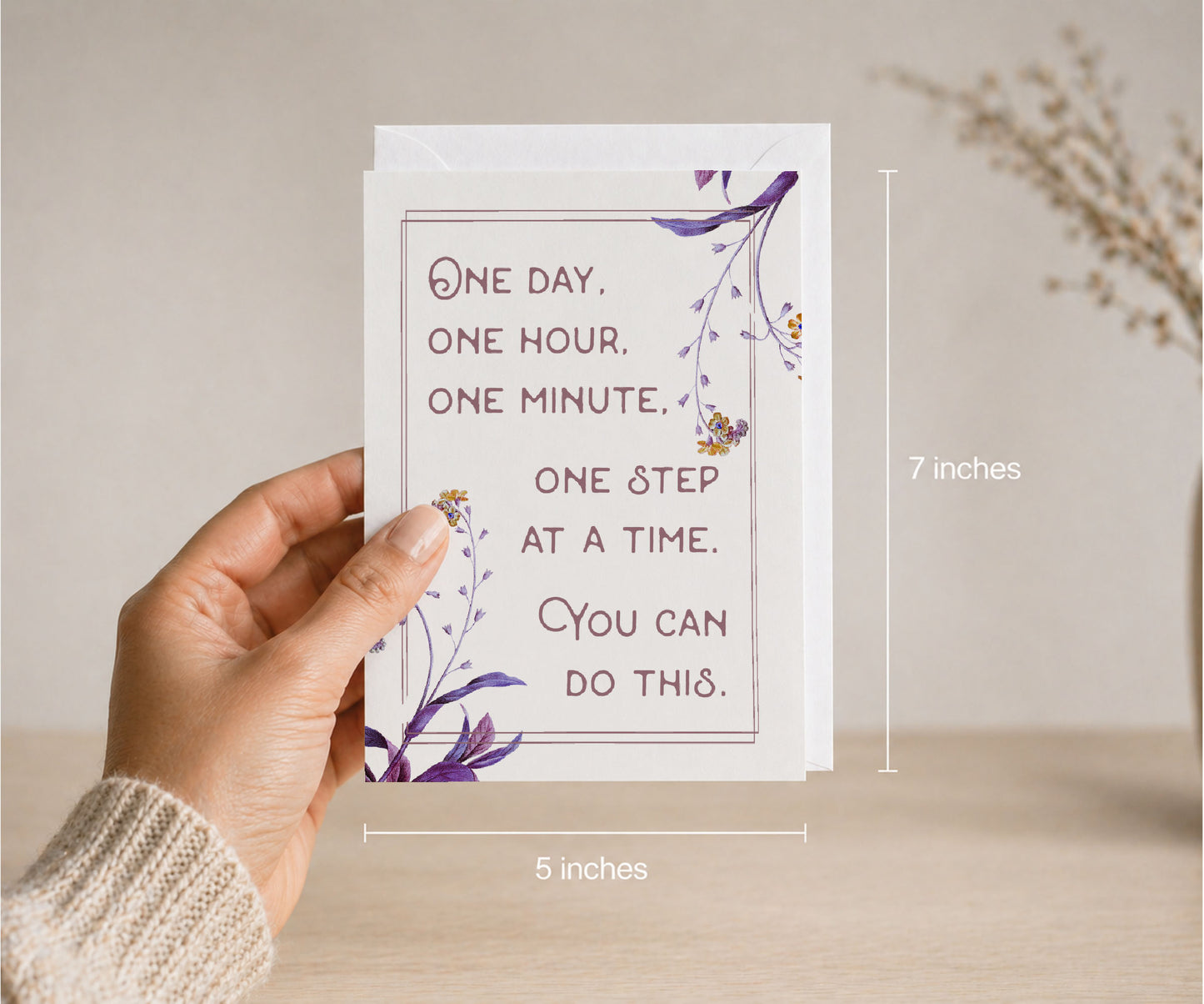One Day One Hour One Minute Recovery Encouragement Card