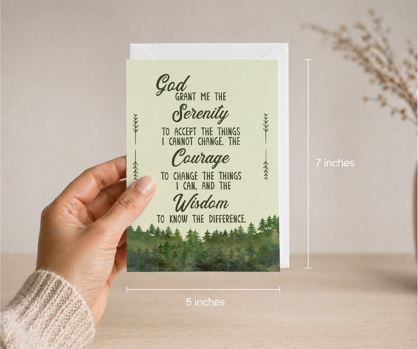 Serenity Prayer Greeting Card — Recovery Gift for AA, Al-Anon