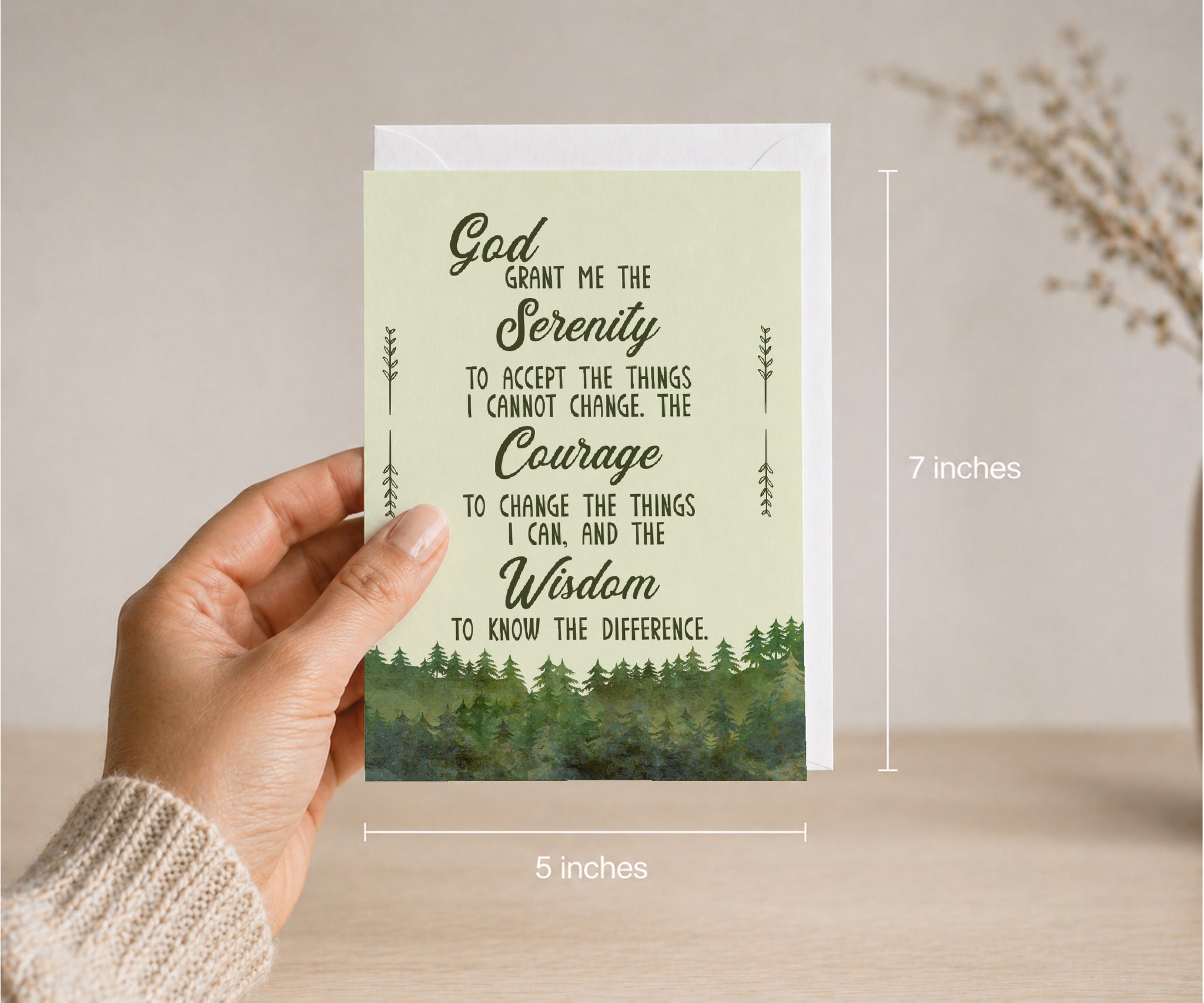 Serenity Prayer Greeting Card — Recovery Gift for AA, Al-Anon