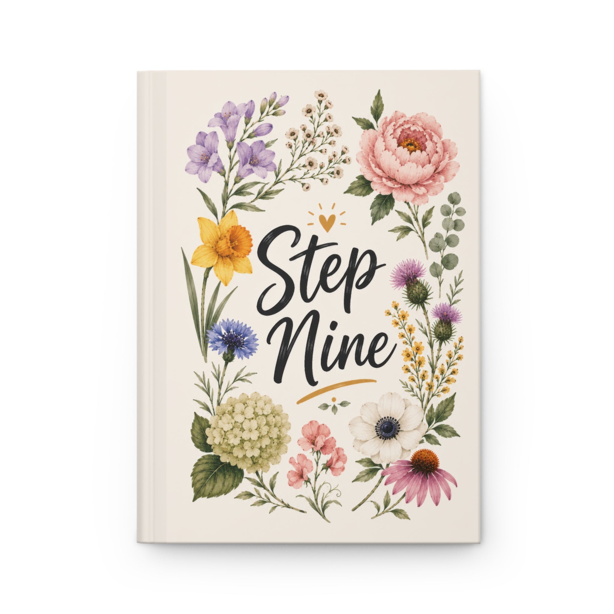 Step Nine Floral Hardcover Journal — Recovery Step Work Notebook