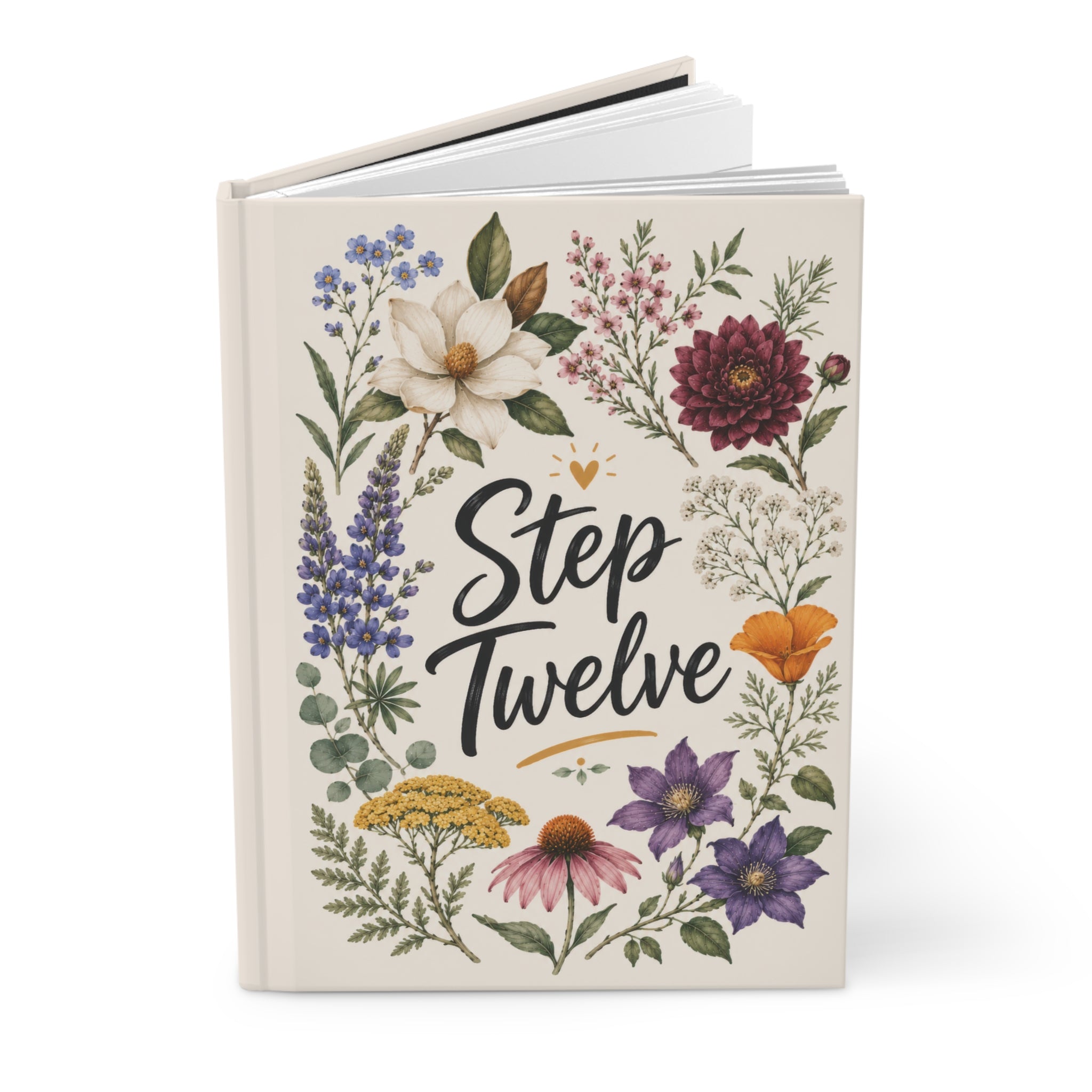 Step Twelve Floral Hardcover Journal — Recovery Step Work Notebook